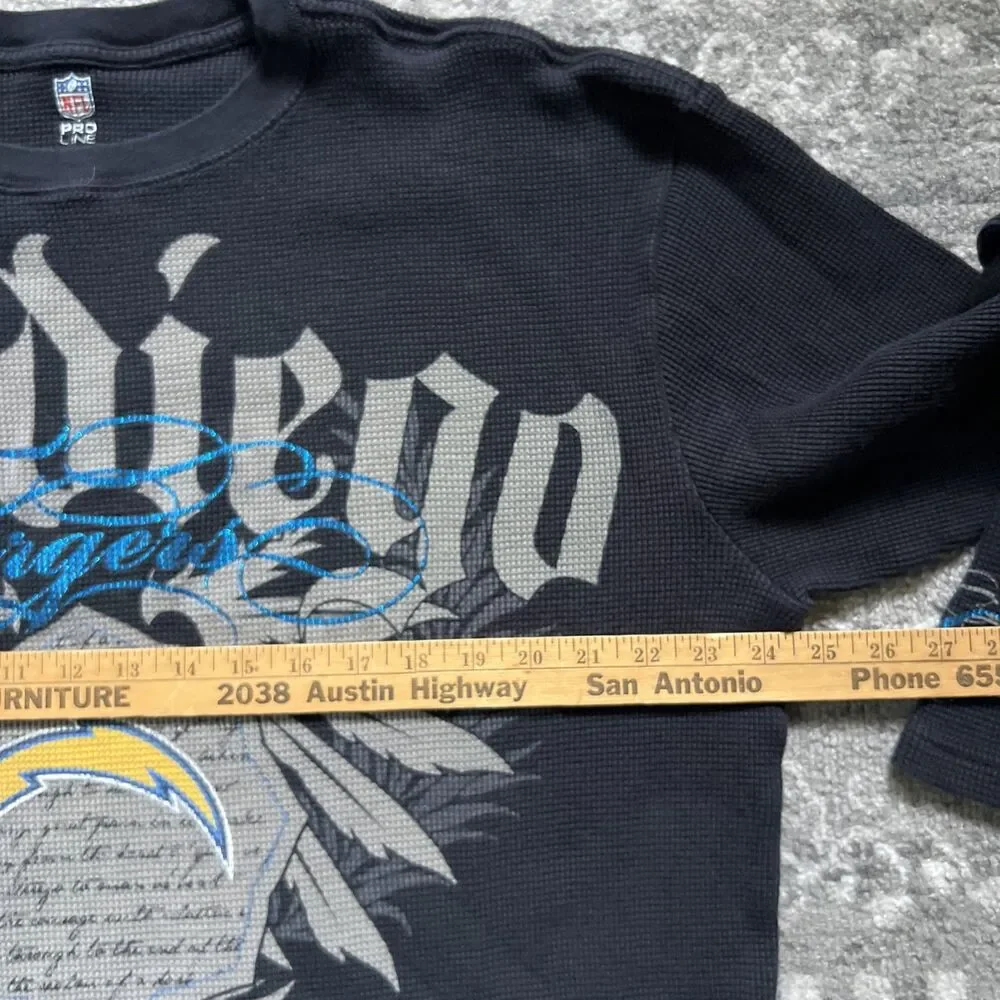 San Diego Chargers NFL Pro Line Thermal Shirt Men 3XL Black Metallic Grunge Y2K